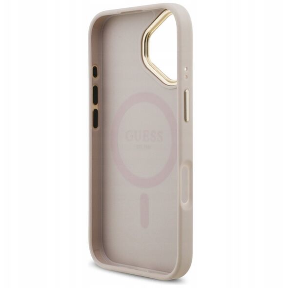 Etui Guess 4G Strass Logo & Big Strap Metal Buttons MagSafe do iPhone 17 różowy