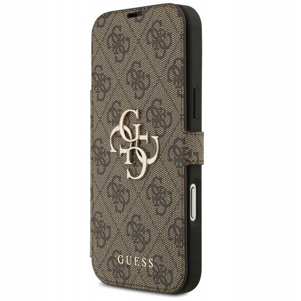 Etui Guess Book 4G Metal Logo do iPhone 17 Pro Max brązowy