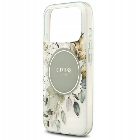 Etui Guess IML Flower & Tonal Circle MagSafe do iPhone 17 Pro zielony