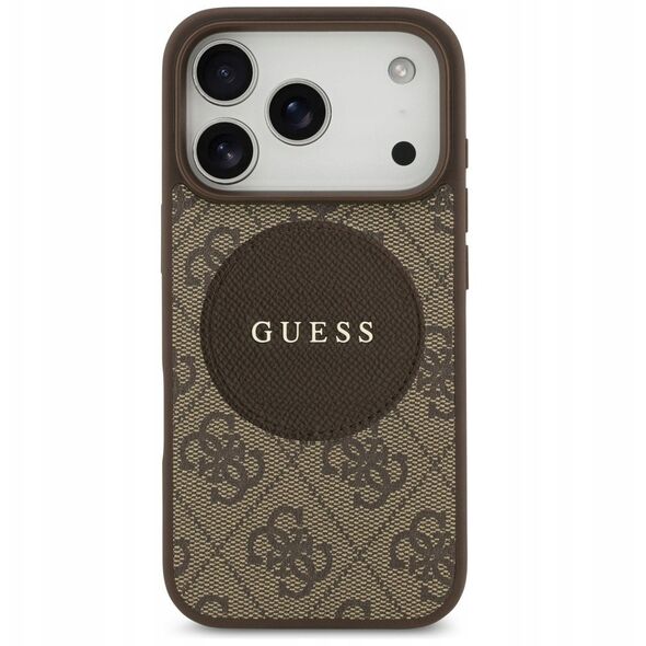 Etui Guess 4G Circle Classic Logo MagSafe do iPhone 17 Pro brązowy