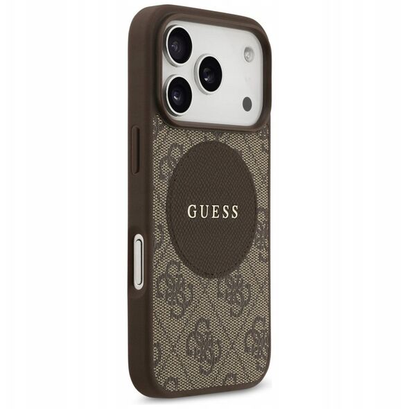 Etui Guess 4G Circle Classic Logo MagSafe do iPhone 17 Pro brązowy