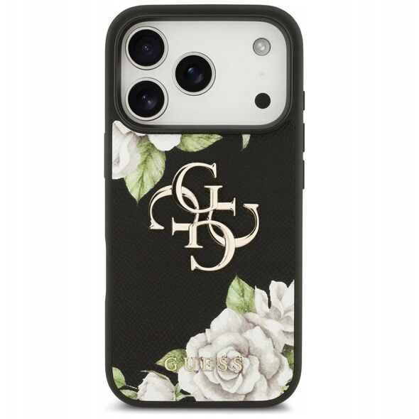 Etui Guess Grained Roses & Big 4G Logo do iPhone 17 Pro czarny