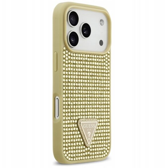 Etui Guess Rhinestone Triangle Logo do iPhone 17 Pro złoty