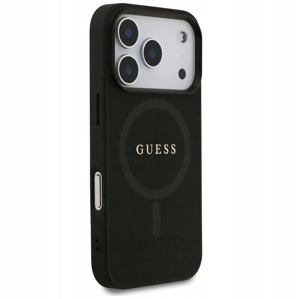 Etui Guess Saffiano Classic Logo MagSafe do iPhone 17 Pro czarny