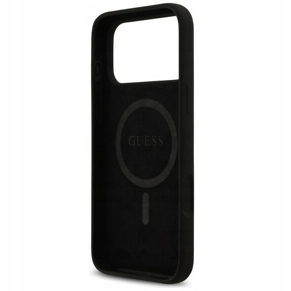 Etui Guess Silicone Logo Strass 4G MagSafe do iPhone 17 Pro Max czarny