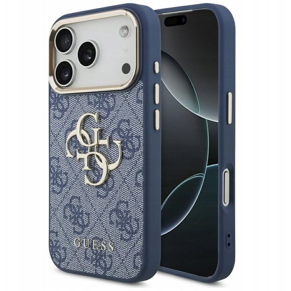 Etui Guess 4G Big 4G Classic Logo do iPhone 17 Pro niebieski złoty
