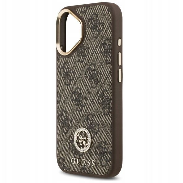 Etui Guess 4G Strass Logo MagSafe do iPhone 17 brązowy
