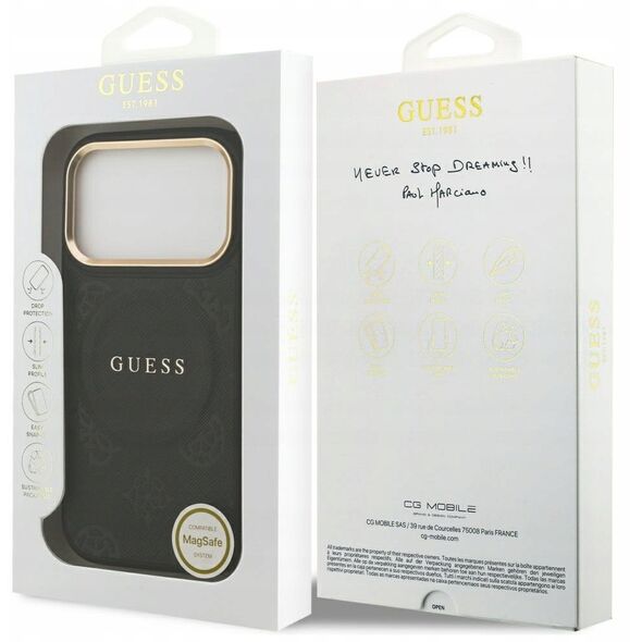 Etui Guess Peony Hot Stamp MagSafe do iPhone 17 Pro czarny