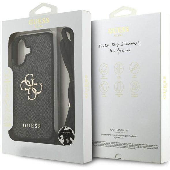 Etui Guess 4G Big Logo Cord Stap Crossbody do iPhone 17 czarny