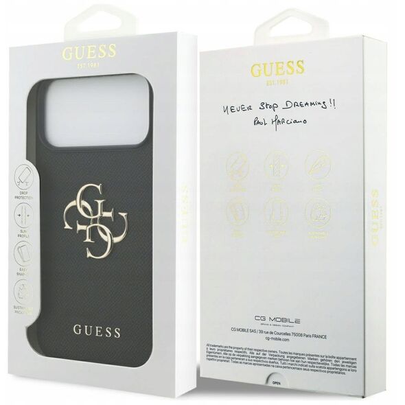 Etui Guess Grained Big 4G & Classic Logo do iPhone 17 Pro Max czarny