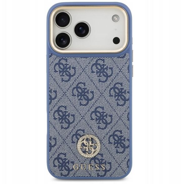 Etui Guess 4G Strass Logo MagSafe do iPhone 17 Pro Max niebieski