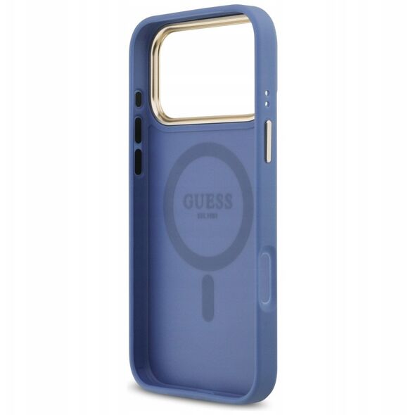 Etui Guess 4G Strass Logo MagSafe do iPhone 17 Pro Max niebieski