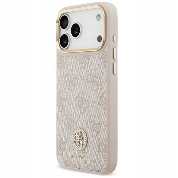 Etui Guess 4G Strass Logo & Big Strap Metal Buttons MagSafe do iPhone 17 Pro Max różowy