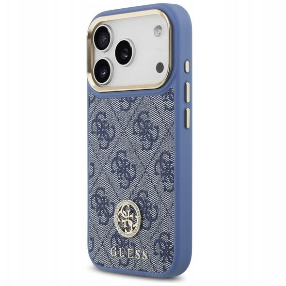 Etui Guess 4G Strass Logo MagSafe do iPhone 17 Pro niebieski