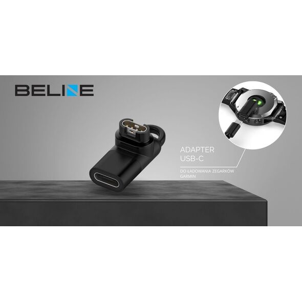 Adapter USB-C Beline do ładowania         zegarków Garmin czarny