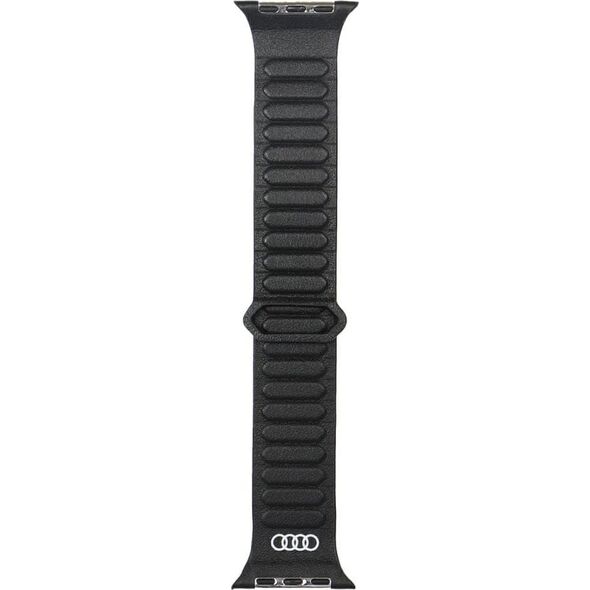 Pasek Audi Logo Genuine Leather Magnetic Ring do Apple Watch 44/45/46/49mm czarny