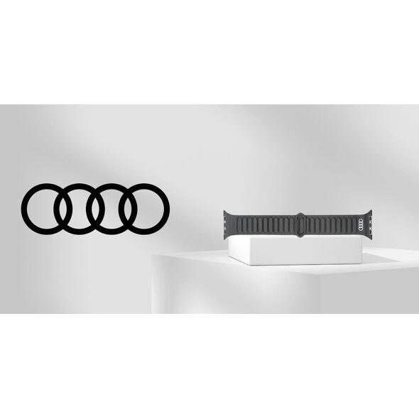 Pasek Audi Logo Synthetic Leather        Magnetic Ring do Apple Watch 44/45/46/49mm czarny