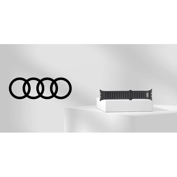 Pasek Audi Logo Synthetic Leather        Magnetic Ring do Apple Watch 40/41/42mm czarny