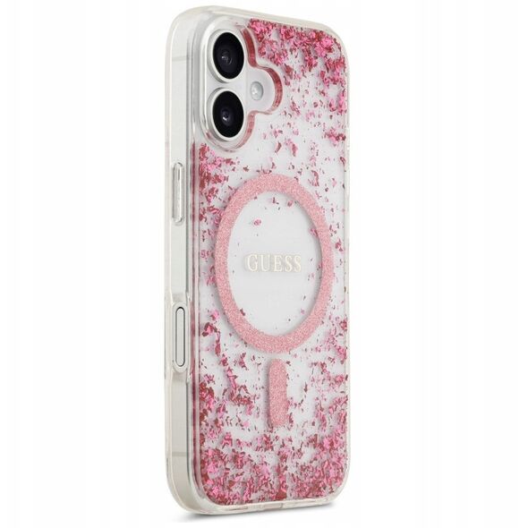 Etui Guess Resin Bottom Glitter MagSafe do iPhone 17 różowy