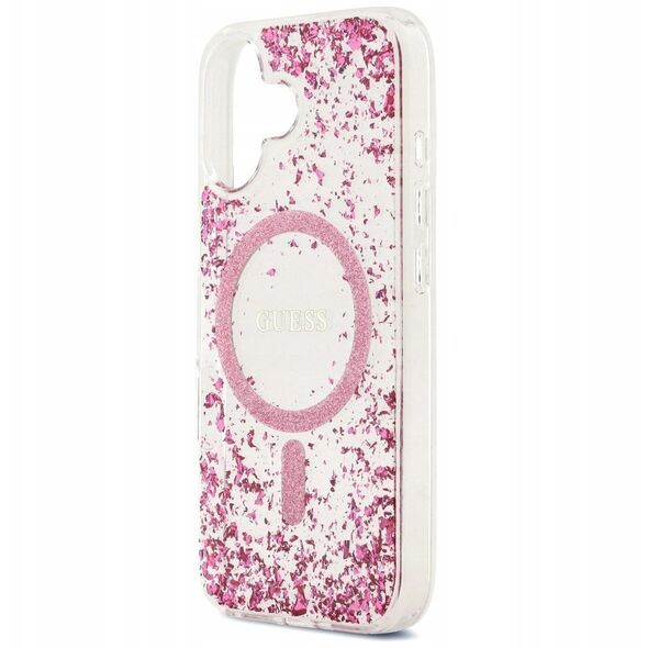Etui Guess Resin Bottom Glitter MagSafe do iPhone 17 różowy