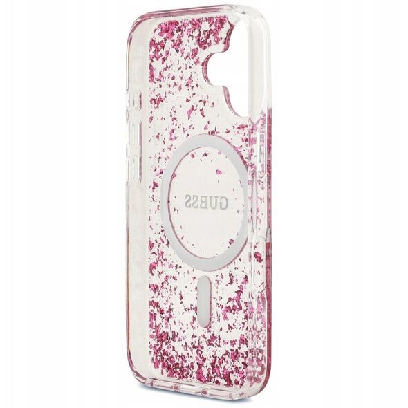 Etui Guess Resin Bottom Glitter MagSafe do iPhone 17 różowy