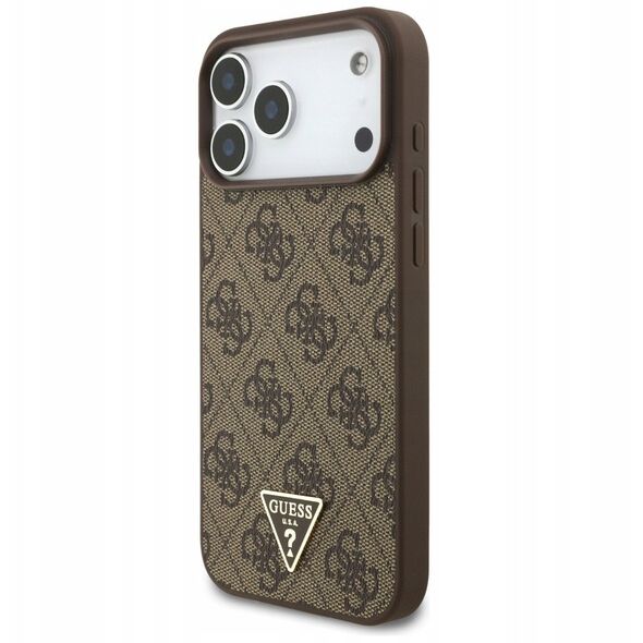 Etui Guess 4G Strap Triangle Logo MagSafe do iPhone 17 Pro Max brązowy