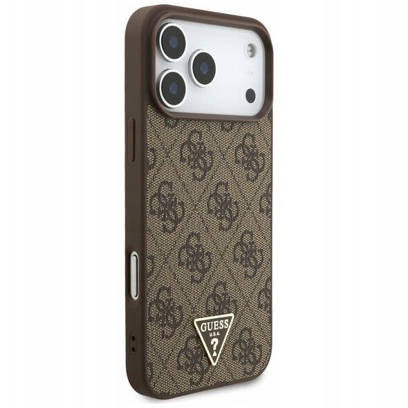 Etui Guess 4G Strap Triangle Logo MagSafe do iPhone 17 Pro Max brązowy