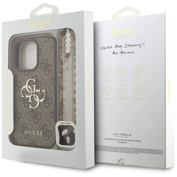 Etui Guess 4G Strap 4G Classic Logo do iPhone 16 Pro brązowy