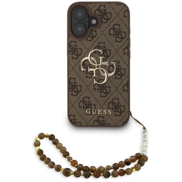 Etui Guess 4G Strap 4G Classic Logo do iPhone 16 brązowy