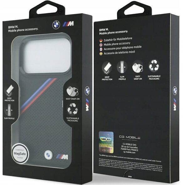 Etui BMW M Tricolor Metal Logo MagSafe do Apple iPhone 17 Pro czarny