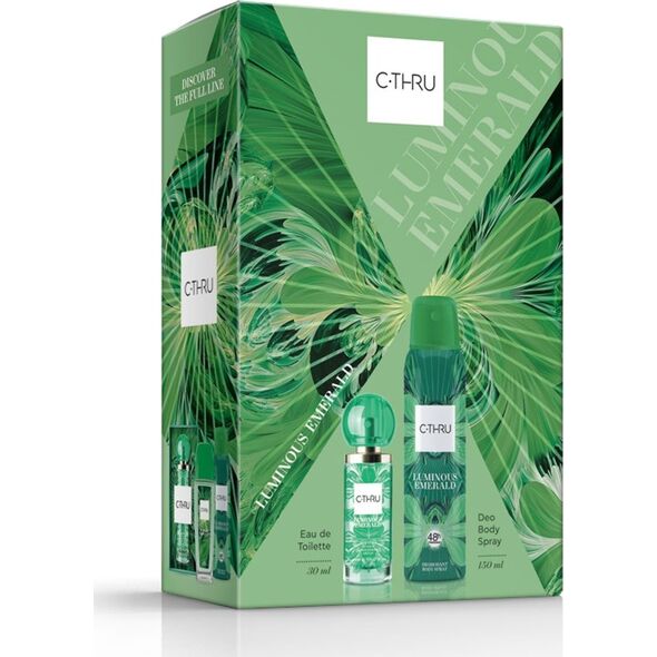 Sarantis C-THRU Zestaw prezentowy Luminous Emerald (Woda Toaletowa 30ml+Dezodorant spray 150ml)