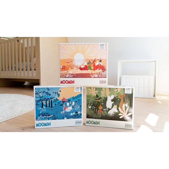 Puzzle 1000 artystyczne Muminki czerwone