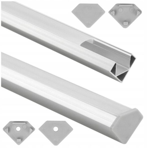 Profil Led R02 narożny Eco Light EC20621 2m aluminium anodowany + klosz mleczny