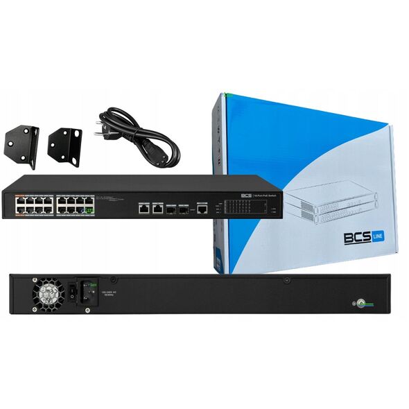 BCS-L-SP1602G-2SFP-M(2) BCS Switch zarządzalny 16x PoE, 2x RJ45, 2x SFP Gigabit