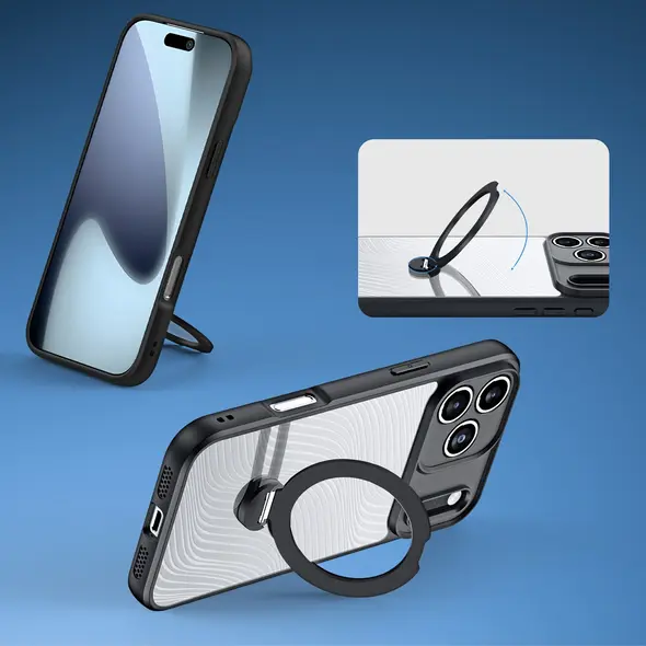 Θήκη DuxDucis Aimo Mag με μαγνητικό δακτύλιο και βάση για iPhone 17 Pro – μαύρο