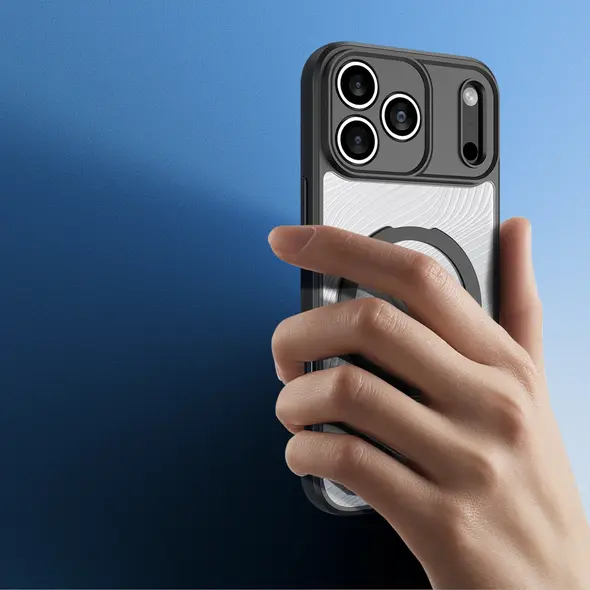 Θήκη DuxDucis Aimo Mag με μαγνητικό δακτύλιο και βάση για iPhone 17 Pro – μαύρο