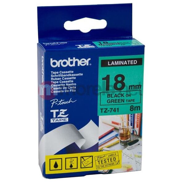 Brother ταινία πράσινη TZ-741 μαύρη εκτύπωση