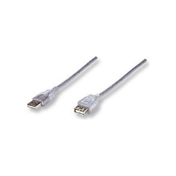 Καλώδιο USB Manhattan USB-A - USB-A 1.8 m Ασημί (336314)