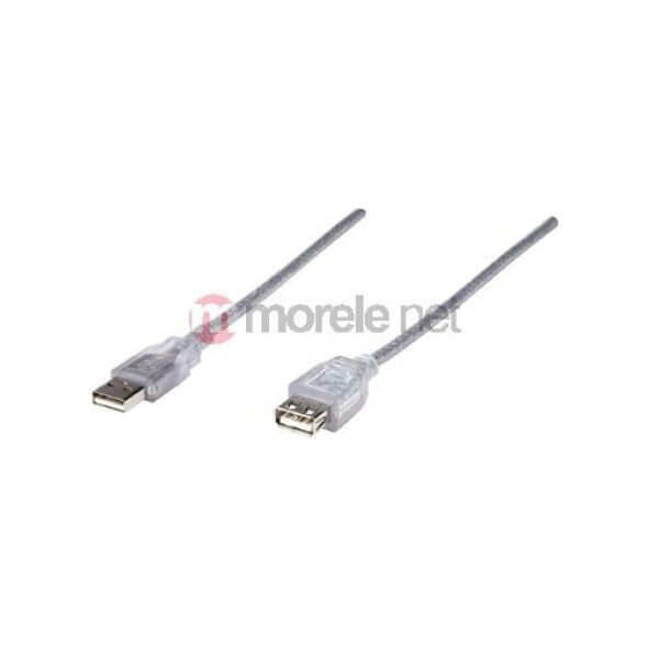 Καλώδιο USB Manhattan USB-A - USB-A 1.8 m Ασημί (336314)