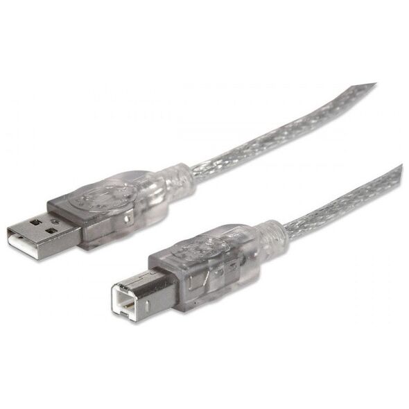 Καλώδιο USB Manhattan USB-A - USB-B 1.8 m Ασημί (333405)