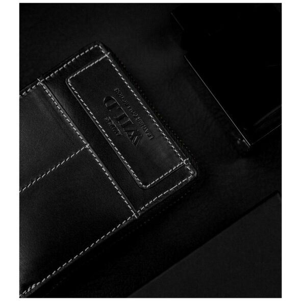 Always Wild Skórzany Portfel Męski Na Suwak Z Kontrastowymi Przeszyciami !