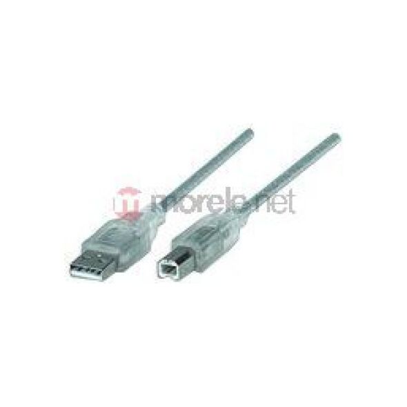 Καλώδιο USB Manhattan USB-A - USB-B 5 m Ασημί (345408)