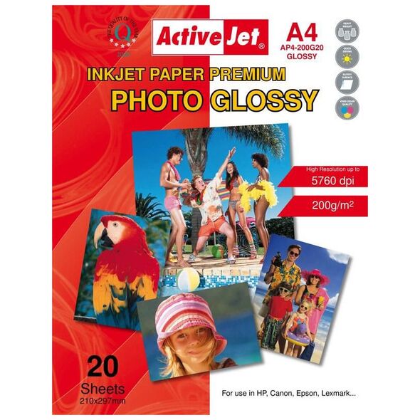 Activejet Γυαλιστερό χαρτί Activejet AP4-200G20 (A4 20 τεμ.)