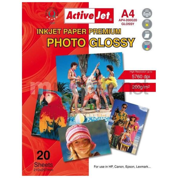 Activejet Γυαλιστερό χαρτί Activejet AP4-200G20 (A4 20 τεμ.)