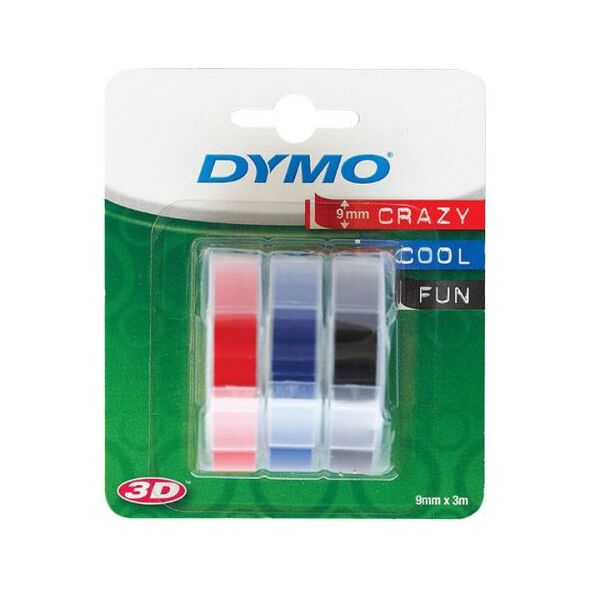 DYMO ταινίες για ανάγλυφες ετικέτες 3D κόκκινο/μπλε/μαύρο (s0847750) λευκή εκτύπωση