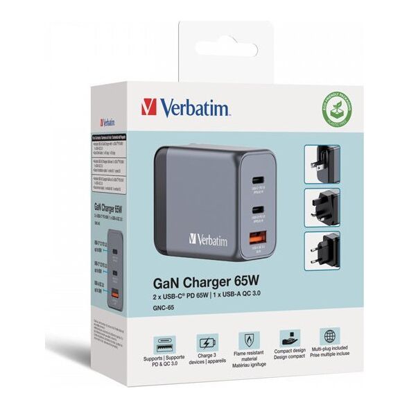 Φορτιστής Verbatim GNC-65 32201 1x USB-A 2x USB-C (32201)