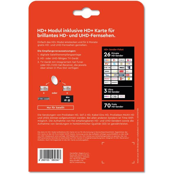 HD plus HD+ module που περιλαμβάνει πακέτο καναλιών HD+ για 6 μήνες