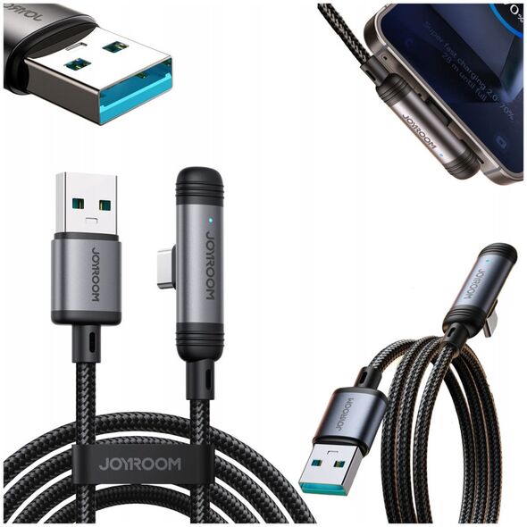 Καλώδιο JOYROOM S-A56 EnjoyX Series 90° USB-A - USB-C 3A 1,2m - μαύρο