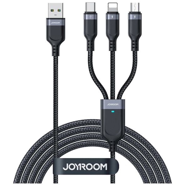 Καλώδιο JOYROOM Multi-Use Series S-A18 3w1 USB-A - Lightning / USB-C / micro USB 0.3m - μαύρο