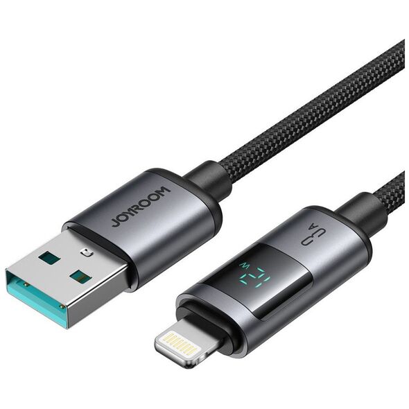Καλώδιο JOYROOM S-A16 Pro Prism Series 3A USB-A - Lightning με οθόνη 1,2m - μαύρο